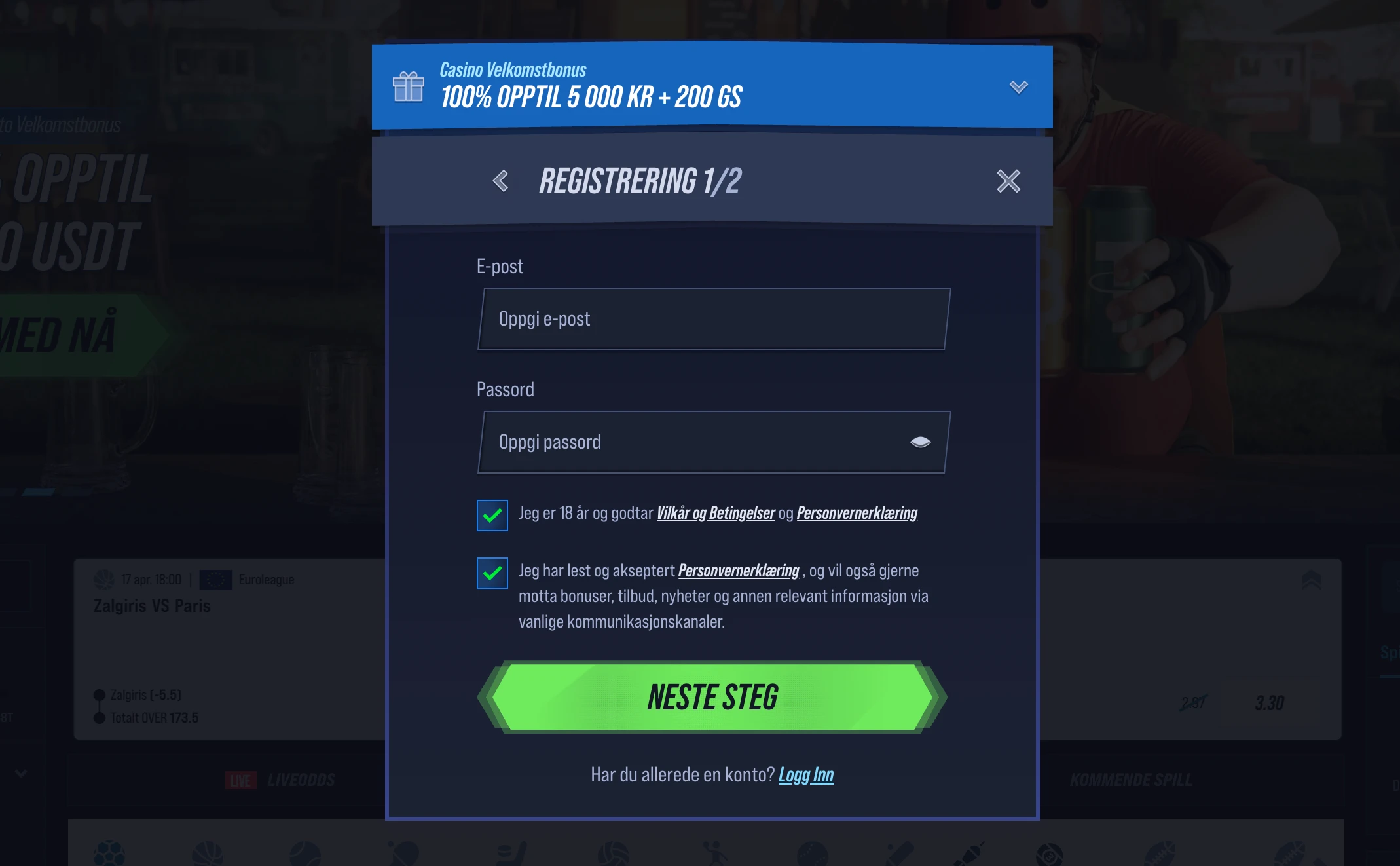 Vegas Hero registrering Norge